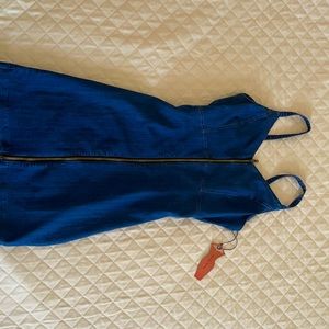 Denim front zip up dress